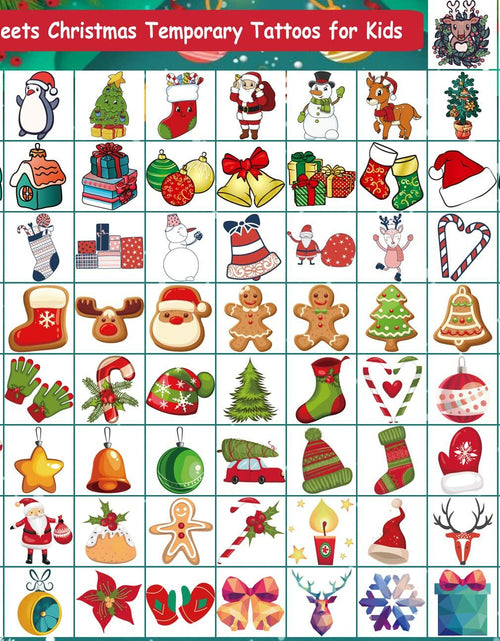 Load image into Gallery viewer, CHARLENT 148pcs Christmas Temporary Tattoos for Kids Xmas Party Favors
