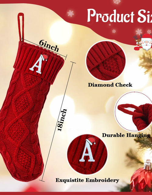 Load image into Gallery viewer, CRSTAFU Personalized Christmas Stocking 20” Red Monogram Embroidered
