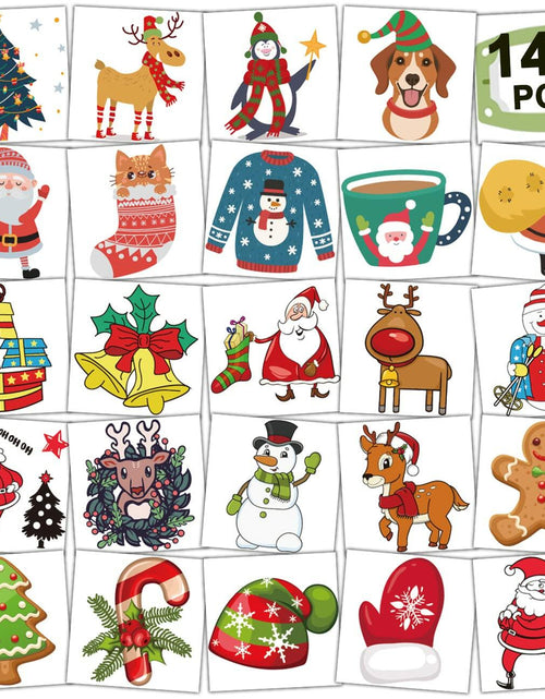 Load image into Gallery viewer, CHARLENT 148pcs Christmas Temporary Tattoos for Kids Xmas Party Favors
