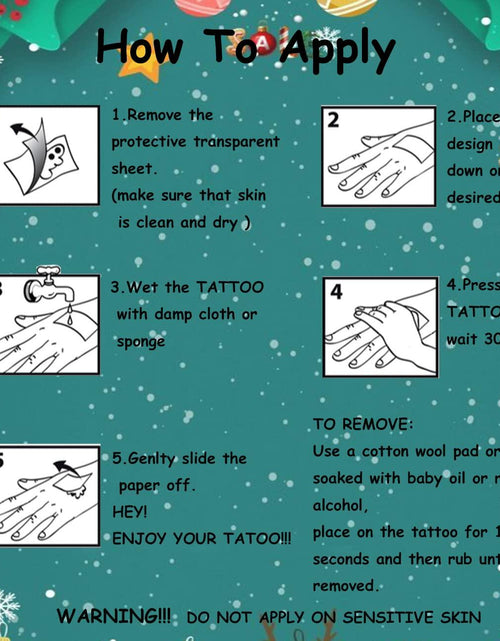 Load image into Gallery viewer, CHARLENT 148pcs Christmas Temporary Tattoos for Kids Xmas Party Favors
