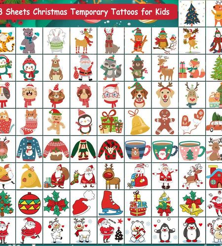 CHARLENT 148pcs Christmas Temporary Tattoos for Kids Xmas Party Favors