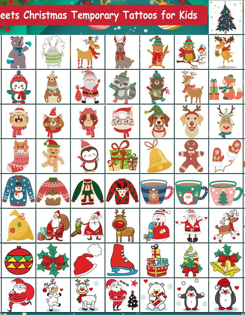 Load image into Gallery viewer, CHARLENT 148pcs Christmas Temporary Tattoos for Kids Xmas Party Favors
