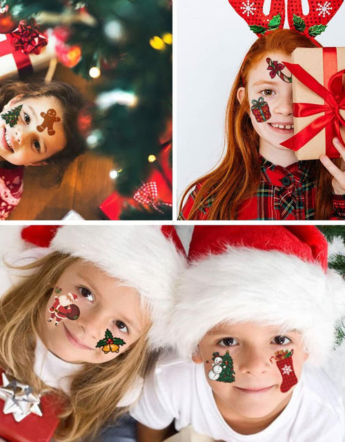 Load image into Gallery viewer, CHARLENT 148pcs Christmas Temporary Tattoos for Kids Xmas Party Favors
