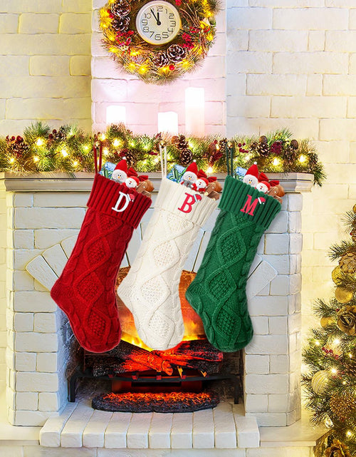 Load image into Gallery viewer, CRSTAFU Personalized Christmas Stocking 20” Red Monogram Embroidered
