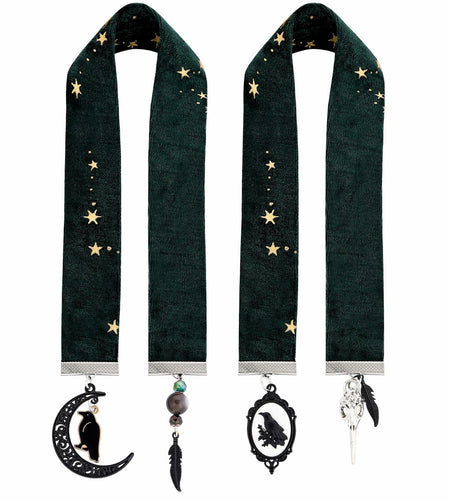 Berirexrion Fantasy Dragon Sword Bookmarks 2 PCs Black Metal Velvet Ribbon