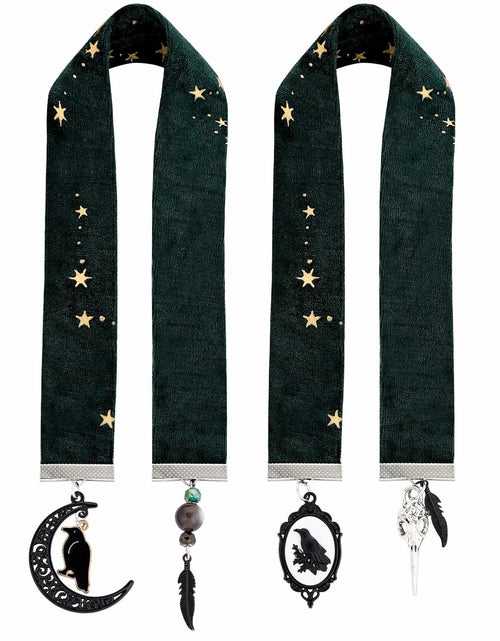 Load image into Gallery viewer, Berirexrion Fantasy Dragon Sword Bookmarks 2 PCs Black Metal Velvet Ribbon
