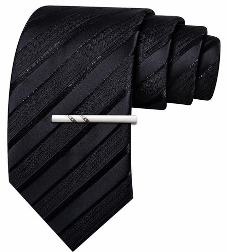 Barry.Wang Silk Men Striped Necktie Tie Clip Blush Pink Size One Size