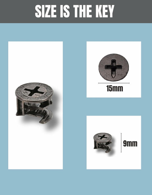 Load image into Gallery viewer, Party Animals Cam Locks Furniture Eccentric Wheels 20Pcs 12x11mm Black
