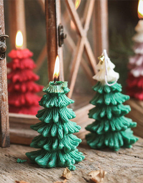 Load image into Gallery viewer, Caregene Christmas Tree Candle Silicone Mold Pine Tree Shape for Candle Making

