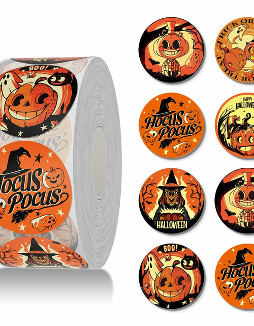 Load image into Gallery viewer, ZAWE Halloween Sticker Roll 500pcs 1.5" Ghosts Pumpkins Witch Colored
