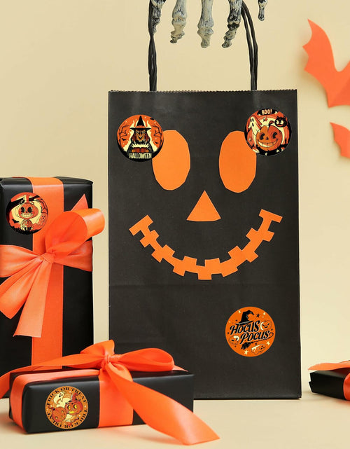 Load image into Gallery viewer, ZAWE Halloween Sticker Roll 500pcs 1.5" Ghosts Pumpkins Witch Colored
