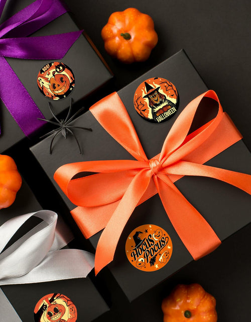 Load image into Gallery viewer, ZAWE Halloween Sticker Roll 500pcs 1.5" Ghosts Pumpkins Witch Colored
