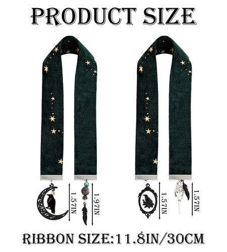 Berirexrion Fantasy Dragon Sword Bookmarks 2 PCs Black Metal Velvet Ribbon