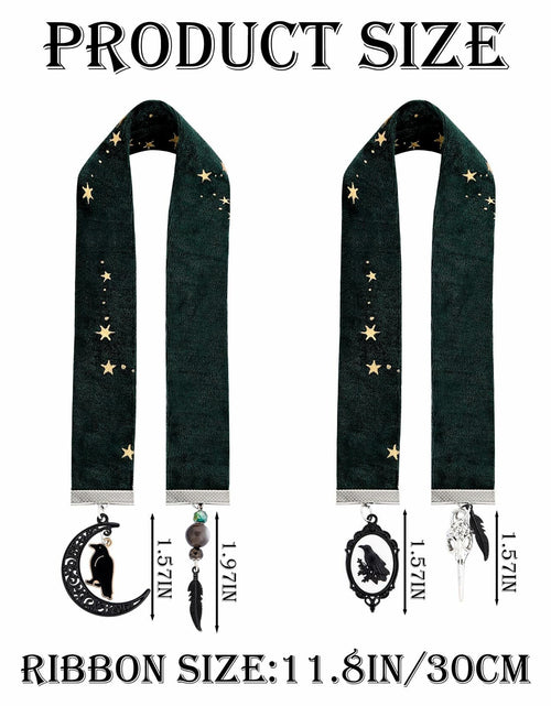 Load image into Gallery viewer, Berirexrion Fantasy Dragon Sword Bookmarks 2 PCs Black Metal Velvet Ribbon
