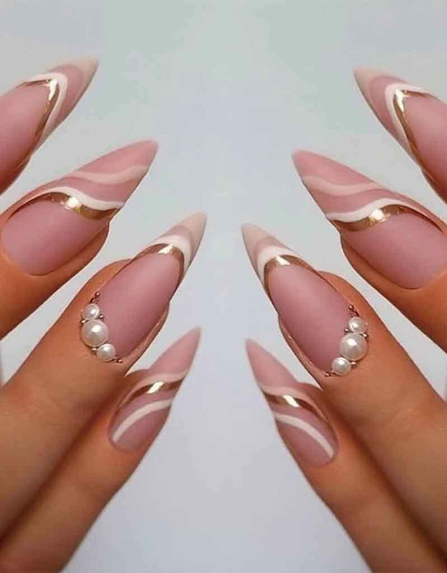 Load image into Gallery viewer, Enppode French Tip Almond Acrylic Press On Nails Medium White 24 Pcs
