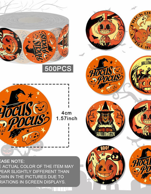 Load image into Gallery viewer, ZAWE Halloween Sticker Roll 500pcs 1.5" Ghosts Pumpkins Witch Colored
