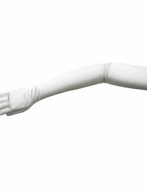 Load image into Gallery viewer, ZaZa Bridal 23.5" Long Shiny Stretch Satin Dress Gloves Opera Length-White
