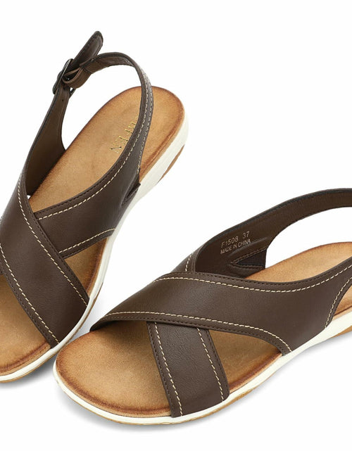 Load image into Gallery viewer, UBFEN Womens Flat Sandals Arch Support Open Toe Adjustable Slingback US 7

