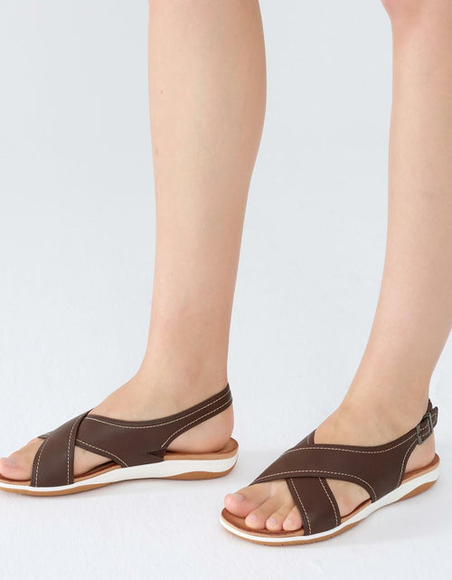 Load image into Gallery viewer, UBFEN Womens Flat Sandals Arch Support Open Toe Adjustable Slingback US 7
