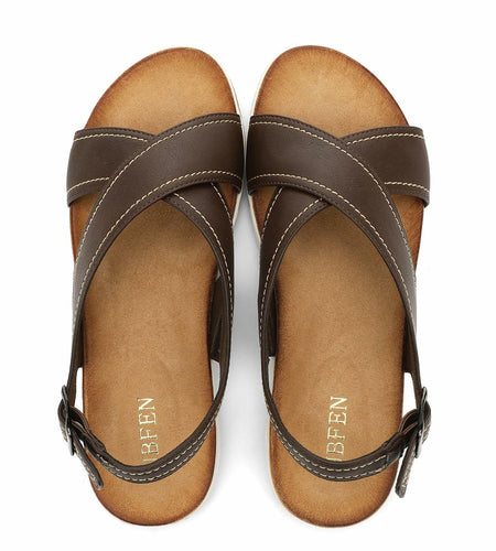 UBFEN Womens Flat Sandals Arch Support Open Toe Adjustable Slingback US 7