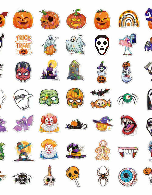 Load image into Gallery viewer, Waxkure 100PCS Halloween Pumpkin Ghost Witch Bat Vinyl Stickers Waterproof
