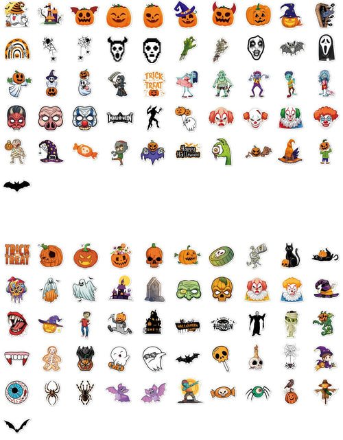 Load image into Gallery viewer, Waxkure 100PCS Halloween Pumpkin Ghost Witch Bat Vinyl Stickers Waterproof
