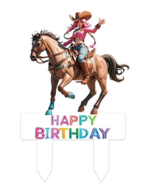 Load image into Gallery viewer, Palegg Cowgirl Cake Topper Western Party Supplies Brown Orange Red Acrylic
