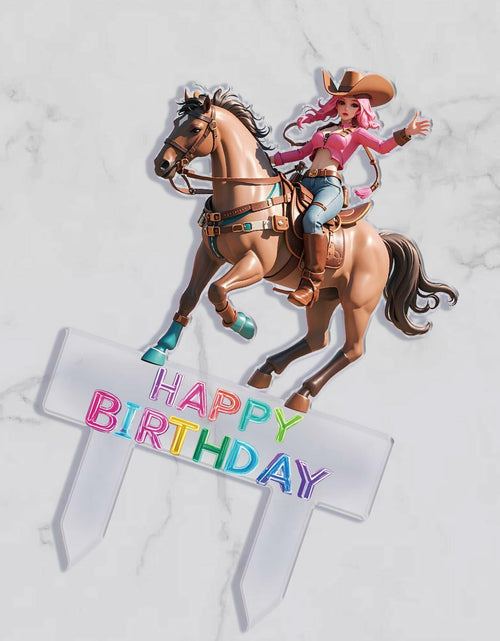 Load image into Gallery viewer, Palegg Cowgirl Cake Topper Western Party Supplies Brown Orange Red Acrylic
