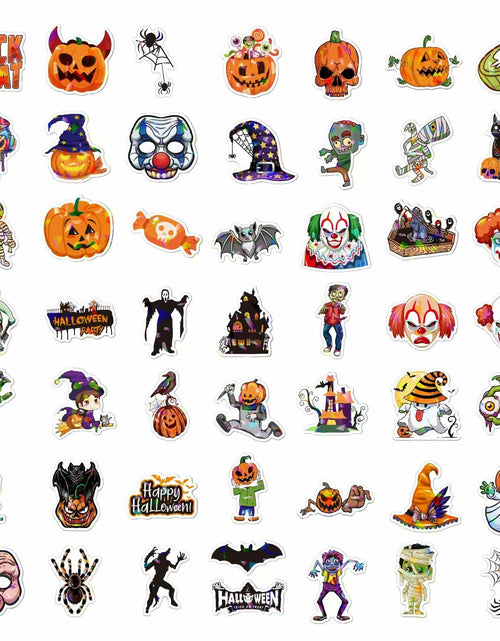 Load image into Gallery viewer, Waxkure 100PCS Halloween Pumpkin Ghost Witch Bat Vinyl Stickers Waterproof

