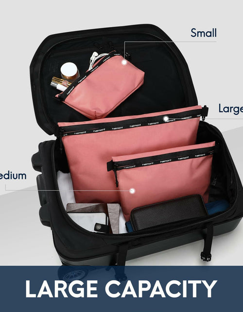 Load image into Gallery viewer, Haimont Travel Zipper Pouch Set 3-Piece Water-Resistant Pink Toiletry Bags
