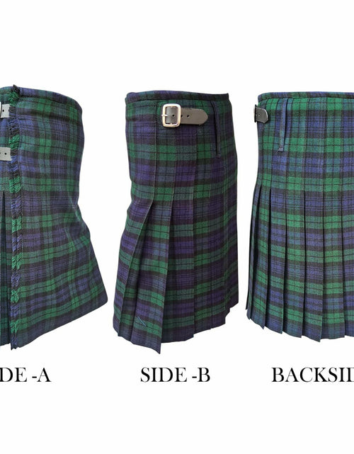 Load image into Gallery viewer, HAAUR TRADERS Scottish Tartan Men's Kilt Black Watch Leather Straps Size 38
