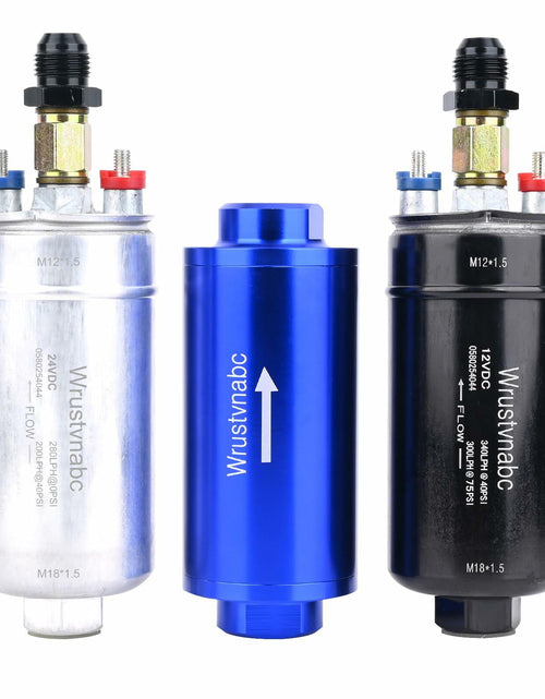 Load image into Gallery viewer, Wrustvnabc 6AN 8AN 10AN Inline Fuel Filter 10 Micron Red 58MM Aluminum
