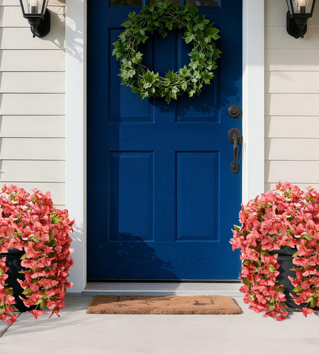 HyeFlora Bougainvillea Artificial Hanging Flowers Red 2pcs Silk UV Resistant