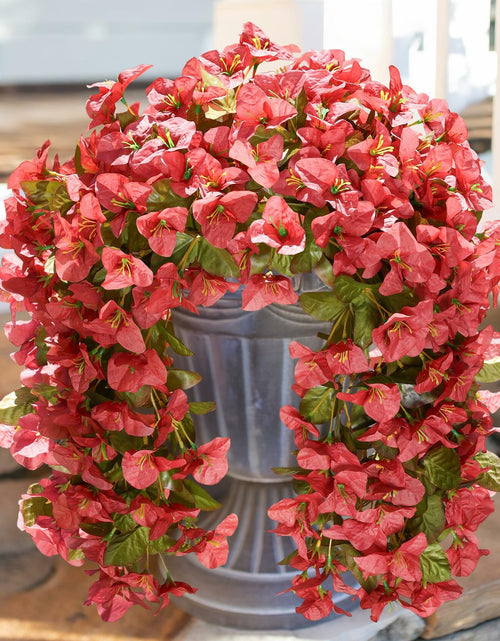 Load image into Gallery viewer, HyeFlora Bougainvillea Artificial Hanging Flowers Red 2pcs Silk UV Resistant
