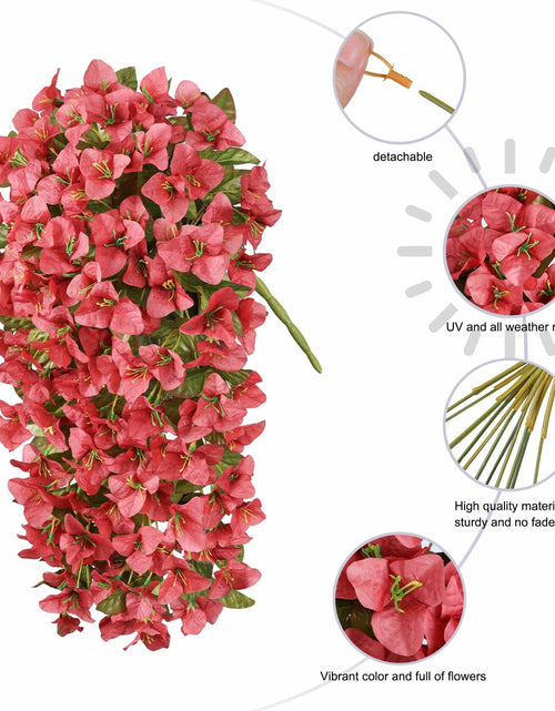 Load image into Gallery viewer, HyeFlora Bougainvillea Artificial Hanging Flowers Red 2pcs Silk UV Resistant
