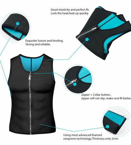 DoLoveY Men Sweat Sauna Vest Waist Trainer Body Shaper Neoprene Black 3XL
