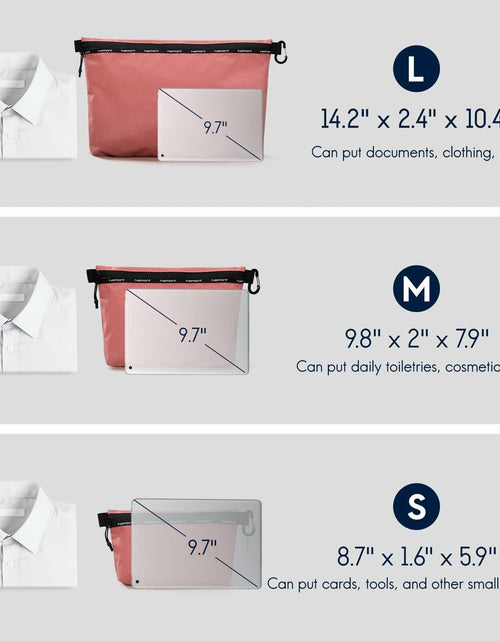 Load image into Gallery viewer, Haimont Travel Zipper Pouch Set 3-Piece Water-Resistant Pink Toiletry Bags
