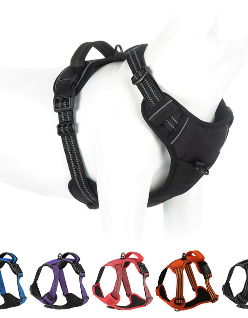 Load image into Gallery viewer, No Pull Dog Harness Adjustable Reflective Front Clip Padded Black Size L
