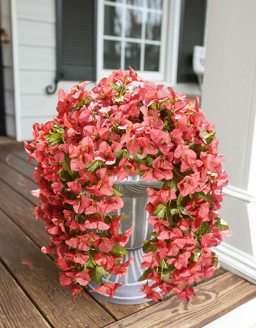 Load image into Gallery viewer, HyeFlora Bougainvillea Artificial Hanging Flowers Red 2pcs Silk UV Resistant
