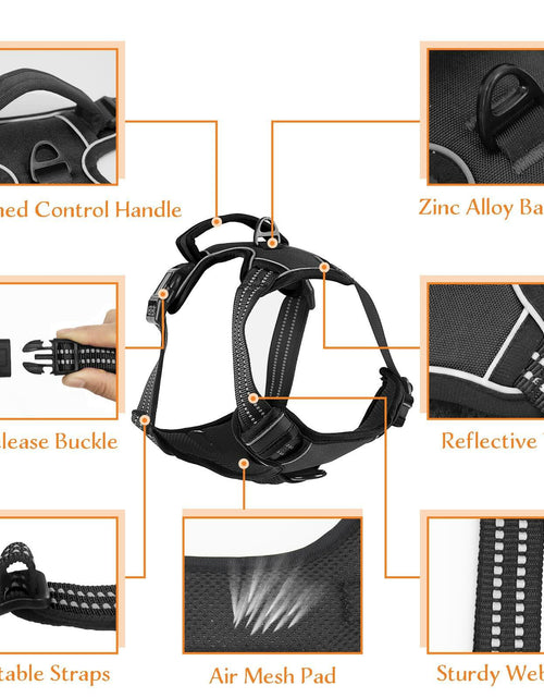 Load image into Gallery viewer, No Pull Dog Harness Adjustable Reflective Front Clip Padded Black Size L

