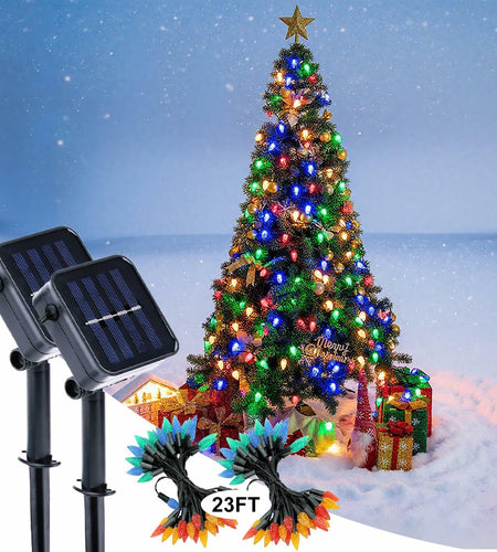 Veeydrut Solar String Lights 2 Pack 50 LED 23FT Waterproof Multicolor Outdoor