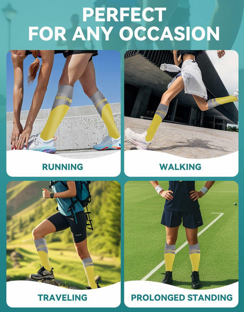 Load image into Gallery viewer, Azalencro Compression Socks Knee High 20-30 mmHg Yellow 2 Pairs Size M
