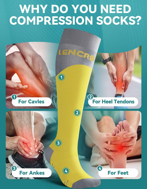 Load image into Gallery viewer, Azalencro Compression Socks Knee High 20-30 mmHg Yellow 2 Pairs Size M
