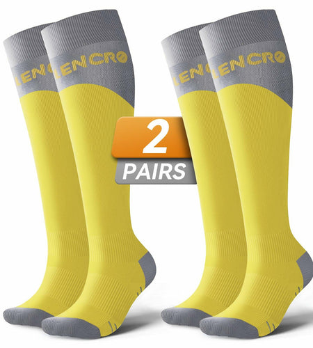 Azalencro Compression Socks Knee High 20-30 mmHg Yellow 2 Pairs Size M