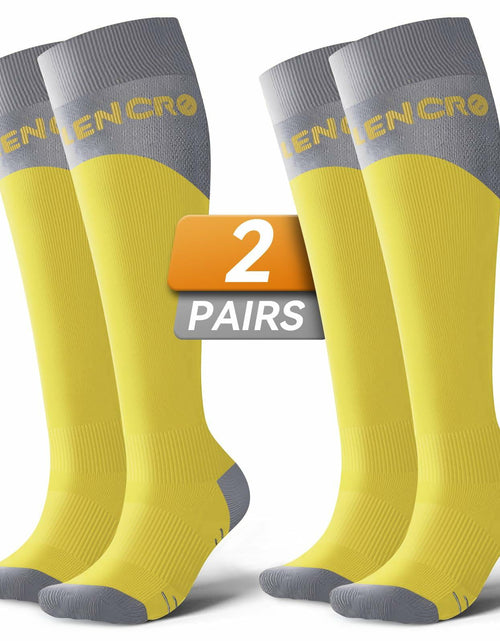 Load image into Gallery viewer, Azalencro Compression Socks Knee High 20-30 mmHg Yellow 2 Pairs Size M
