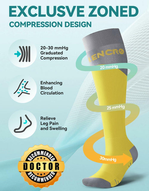 Load image into Gallery viewer, Azalencro Compression Socks Knee High 20-30 mmHg Yellow 2 Pairs Size M
