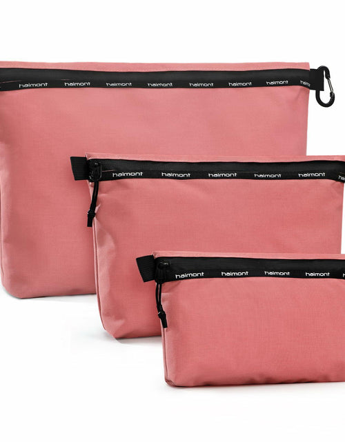 Load image into Gallery viewer, Haimont Travel Zipper Pouch Set 3-Piece Water-Resistant Pink Toiletry Bags
