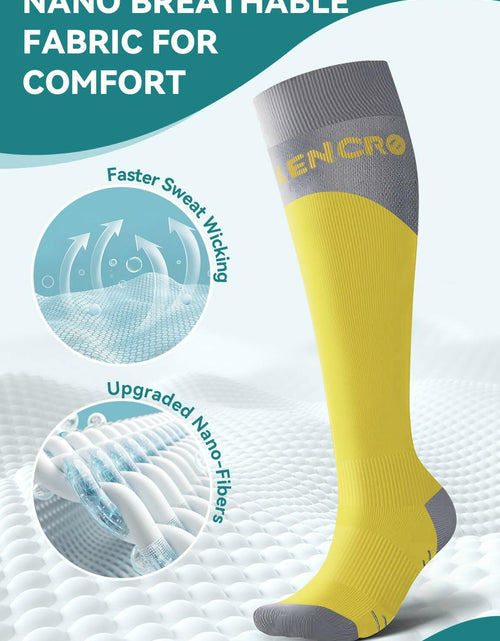 Load image into Gallery viewer, Azalencro Compression Socks Knee High 20-30 mmHg Yellow 2 Pairs Size M
