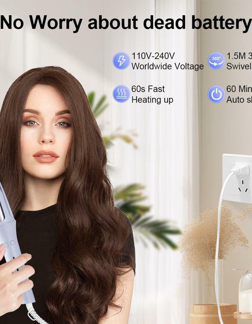 Load image into Gallery viewer, FOUYIN Auto Hair Curler 1 Inch 4 Temp Fast Heating Dual Voltage Blue
