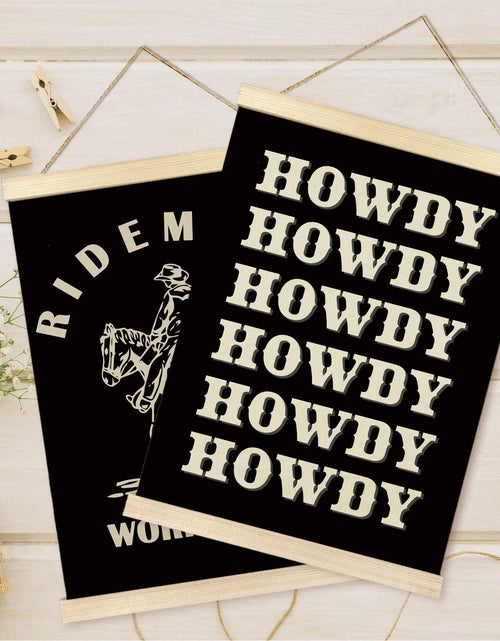 Load image into Gallery viewer, TAEDIN Western Wall Art Poster Hanger Frame Set of 2 Black 12x16
